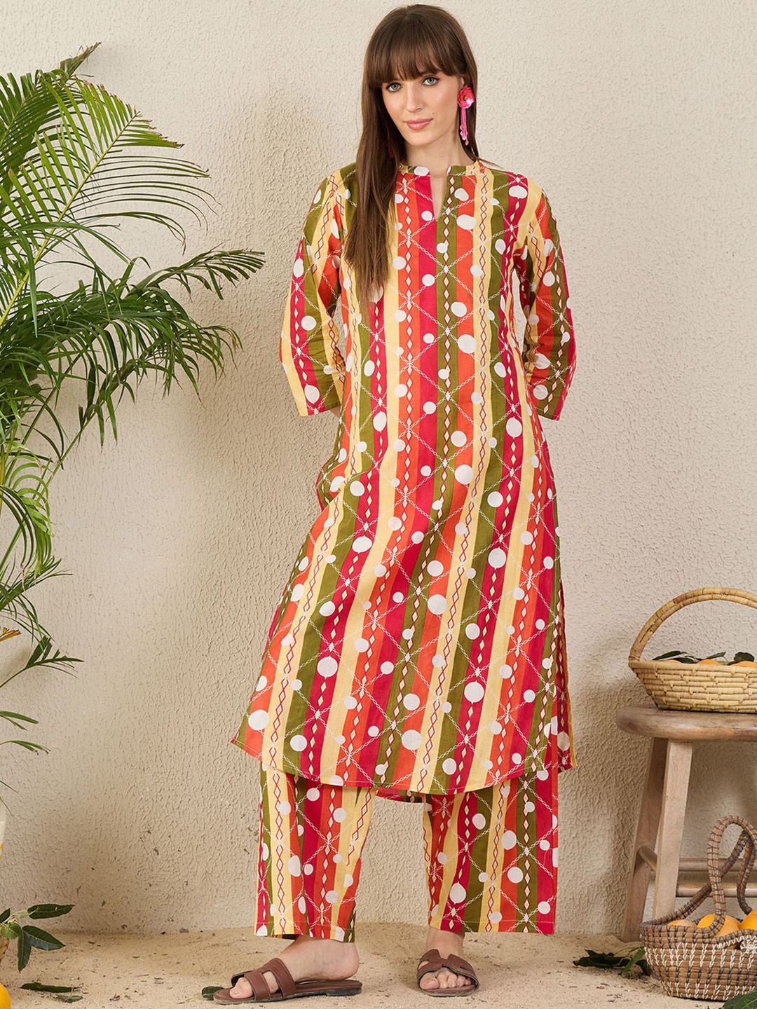 Dhiyona IE Printed Pure Cotton Tunic With Palazzo