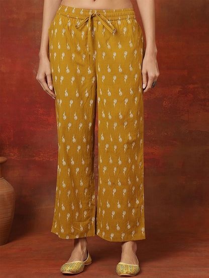 Dhiyona SN Women's Printed Pure Cotton Key Hole-Neck Anarkali Kurta & Trousers With Dupatta