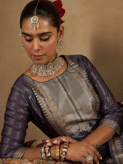 Women Ethnic Motifs Woven Design Kurta with Trousers & With Dupatta