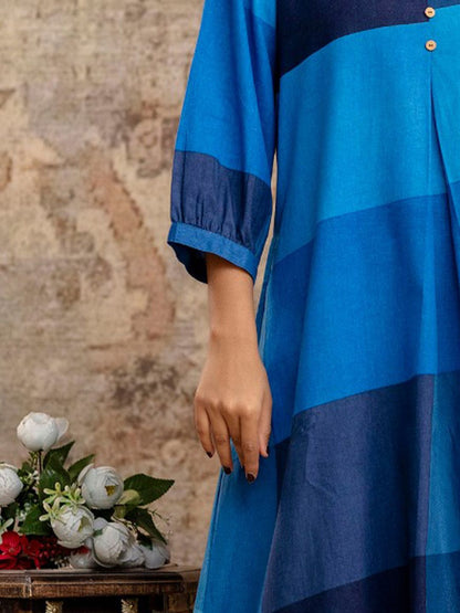 Dhiyona IE Colourblocked V Neck Tunic With Trousers Co-Ords