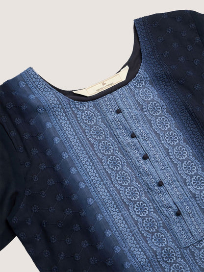 Dhiyona PD Women Embroidered Ombre & Schiffli Straight Kurta With Trousers And Dupatta