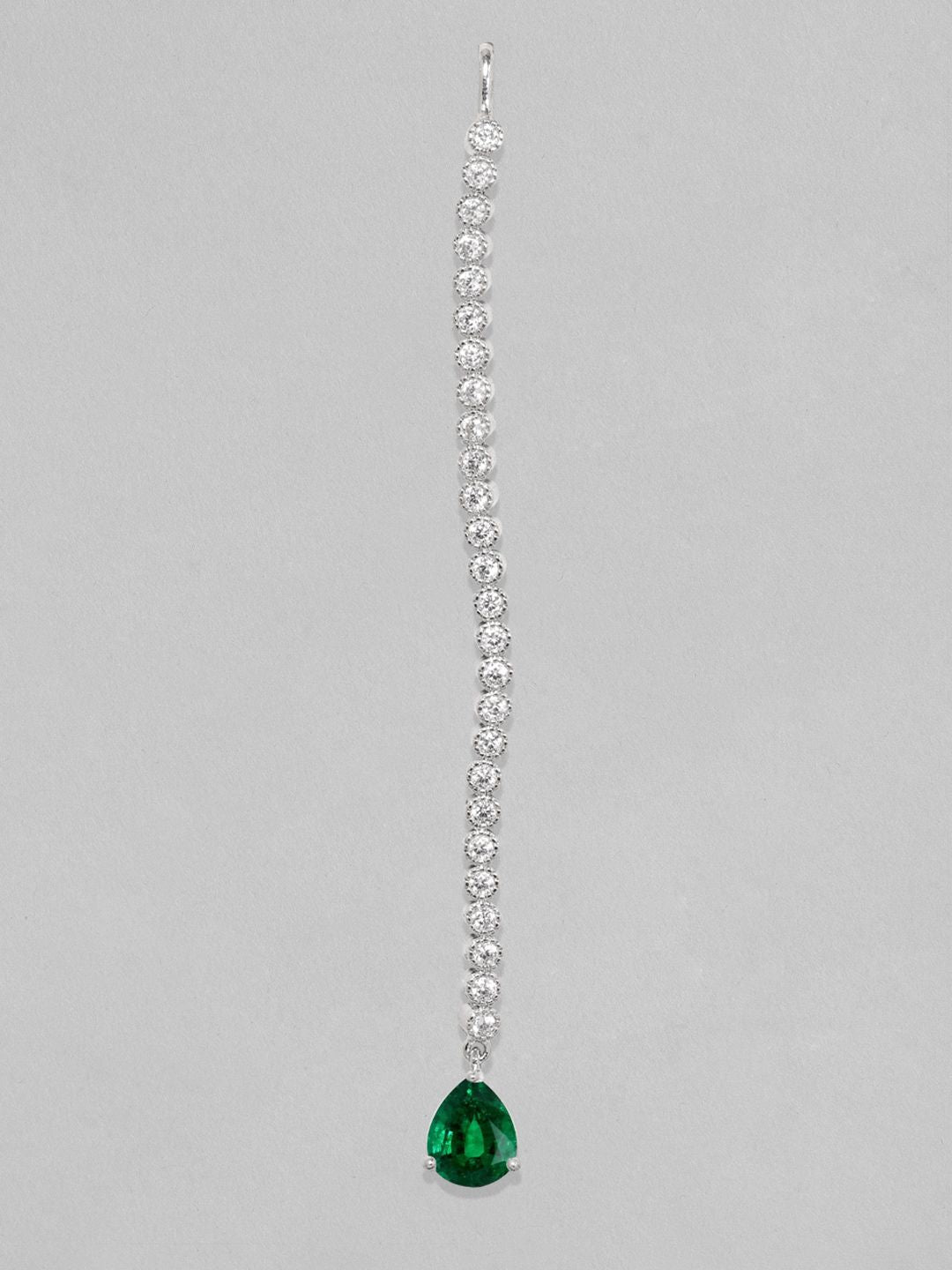 Dhiyona RJ Women's 22KT Gold-Plated Cubic Zirconia Studded & Emerald Drop Handcrafted Maang Tikka