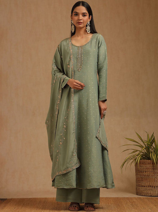Dhiyona SO Women's Women Solid A-Line Kurta with Palazzo & Dupatta