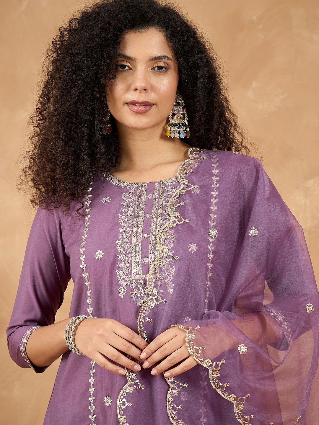 Dhiyona VA Women's Ethnic Motifs Embroidered Kurta with Pyjama & Dupatta
