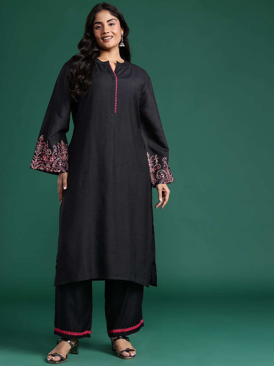 Embroidered Detail Kurta with Palazzos