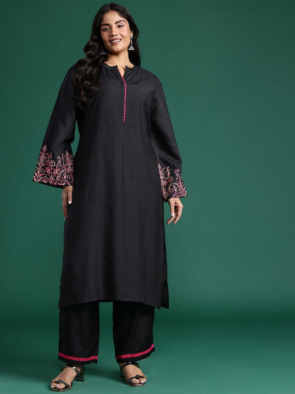 Embroidered Detail Kurta with Palazzos