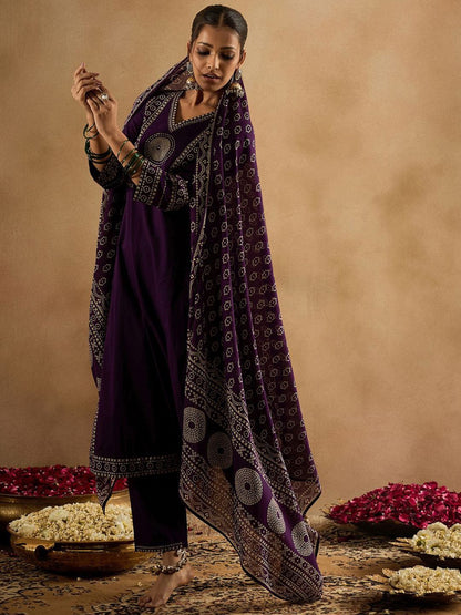 Floral Printed Pure Cotton Straight Kurta With Trousers & Dupatta