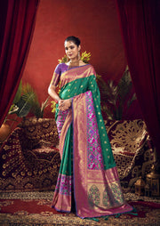 Women Paithani Nidhi Rama Saree With Unstiched Blouse