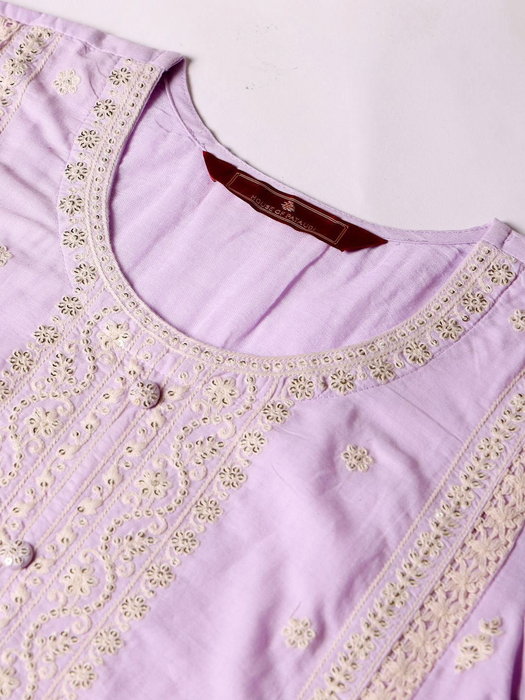 Dhiyona PD Women Floral Embroidered Pure Cotton Straight Kurta With Trousers And Dupatta