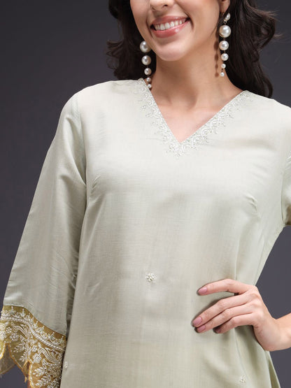 Dhiyona SN Women's Floral Embroidered Kurta with Palazzo & Dupatta