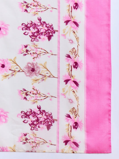 Women Floral Printed Regular Thread Work Pure Cotton Kurta with Trousers & With Dupatta