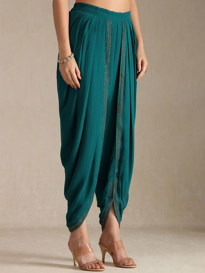 Dhiyona SO Women's Floral Embroidered Beads And Stones Georgette A-line Kurta With Pyjamas And Dupatta