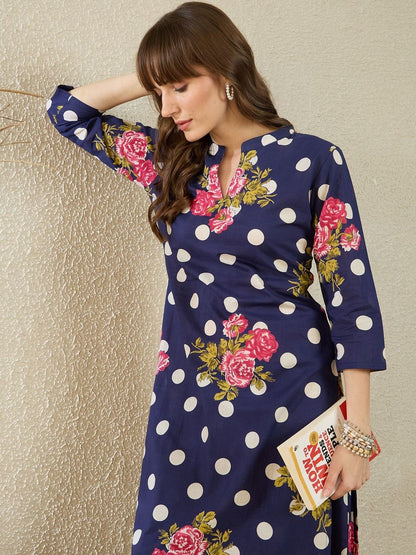 Floral Printed Pure Cotton Kurta With Trouser