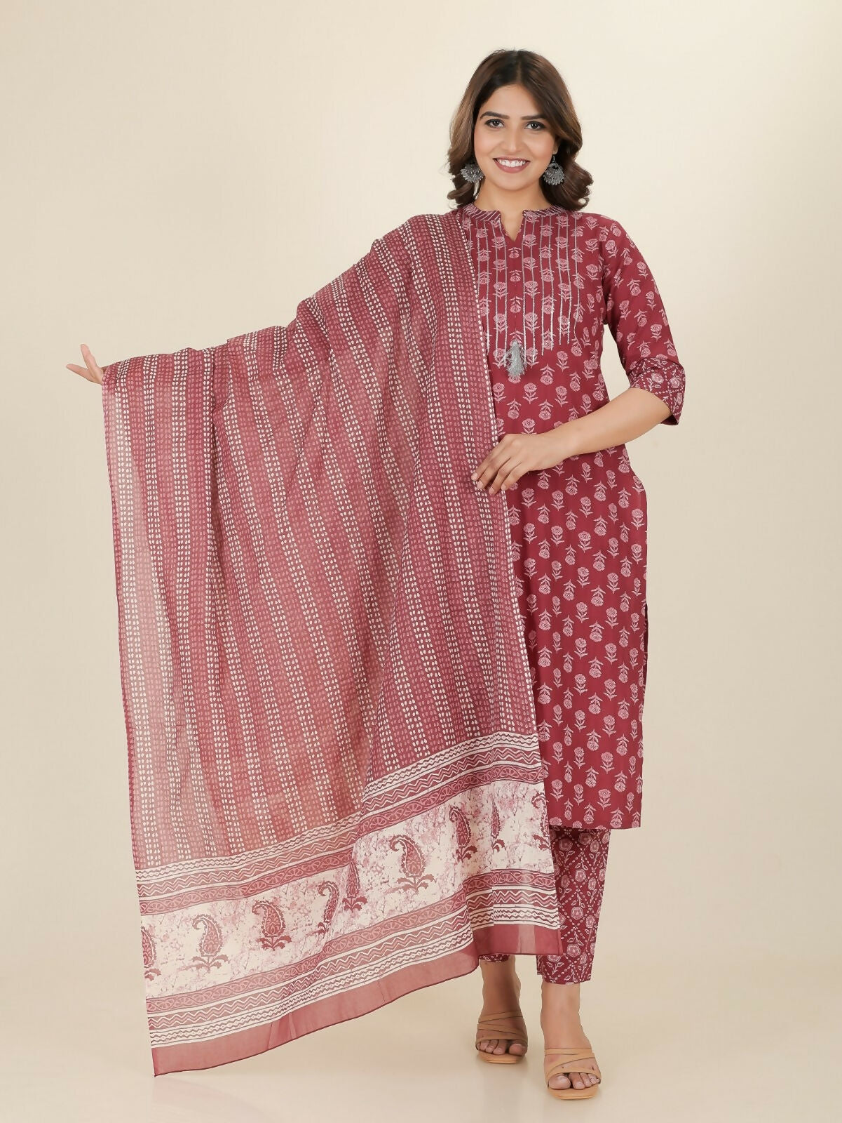 Women's Straight Soft Cotton Block Print Women's Kurta - Pink