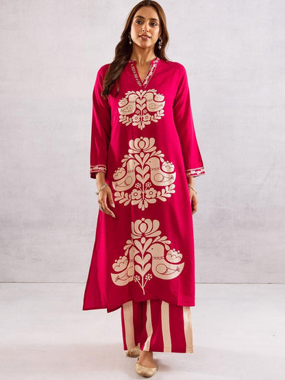 Dhiyona IS Women's Women Ethnic Motifs Print Regular Kurta with Palazzos