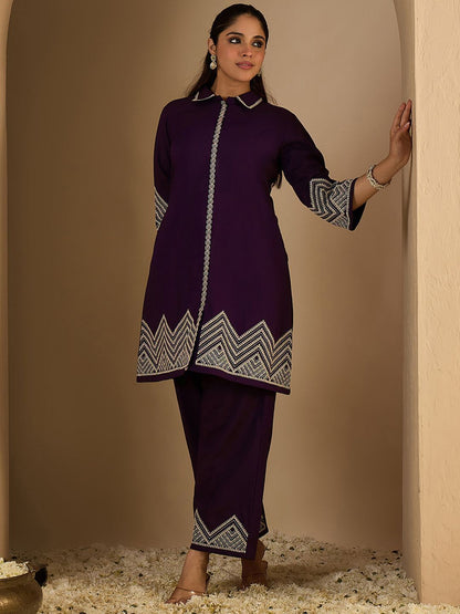 Women Ethnic Motifs Embroidered Pure Cotton Kurta With Palazzos