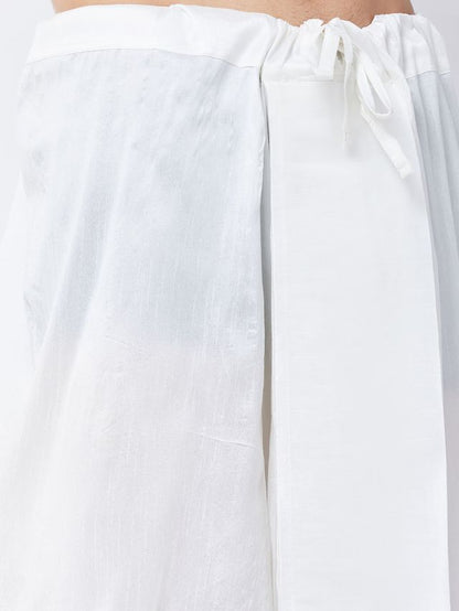 Men's Blue Silk Blend Angrakha Kurta and Dhoti Set
