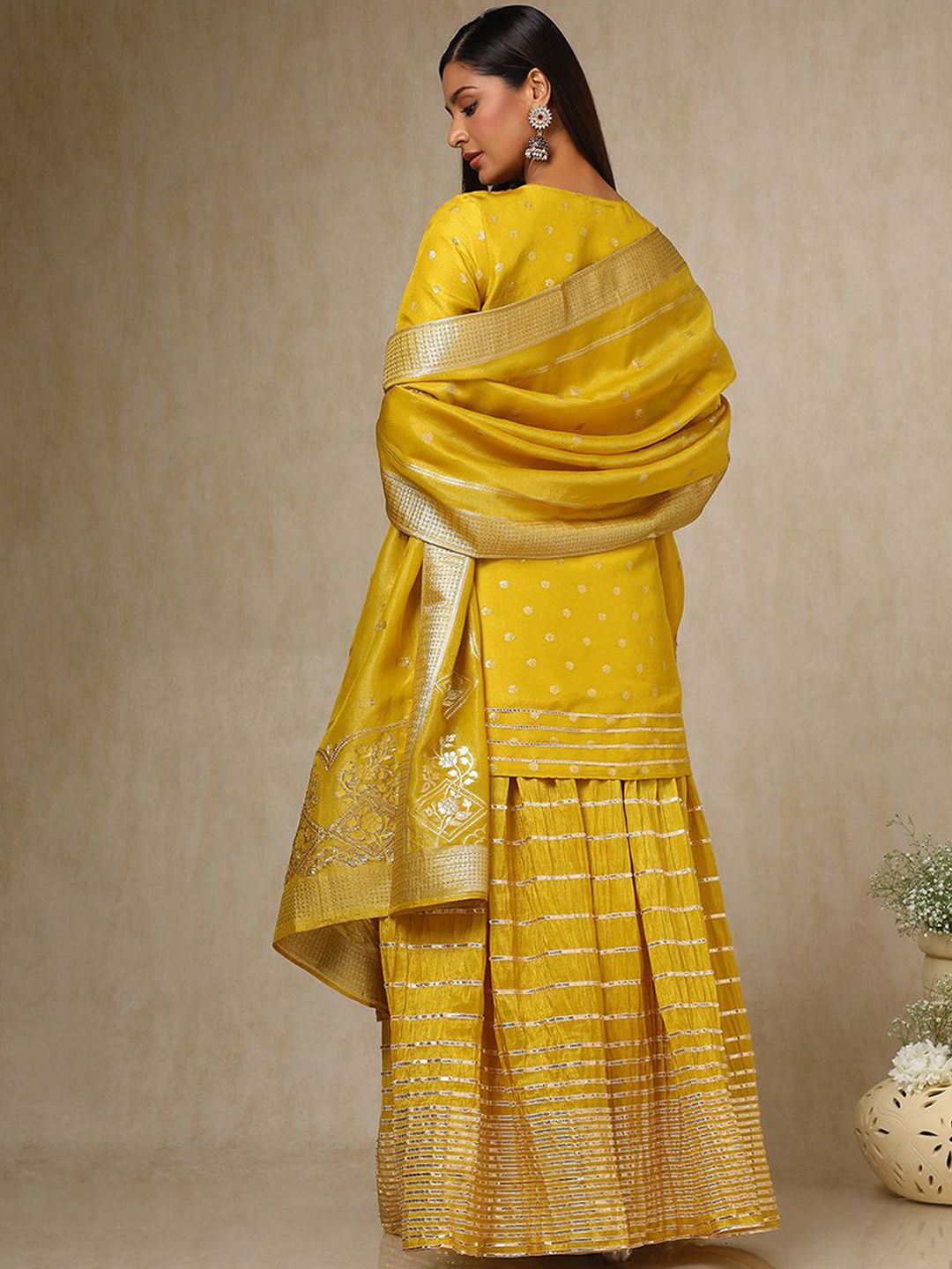 Dhiyona SO Women's Women Ethnic Motifs Regular Beads and Stones Kurta with Skirt & With Dupatta