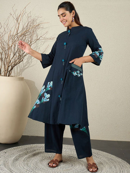 Dhiyona IE Printed Pure Cotton Straight Tunic With Trousers Co-Ords