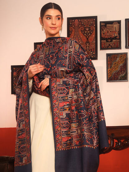 Dhiyona PA Arwina Pure Wool Ethnic Motifs Embroidered Shawl