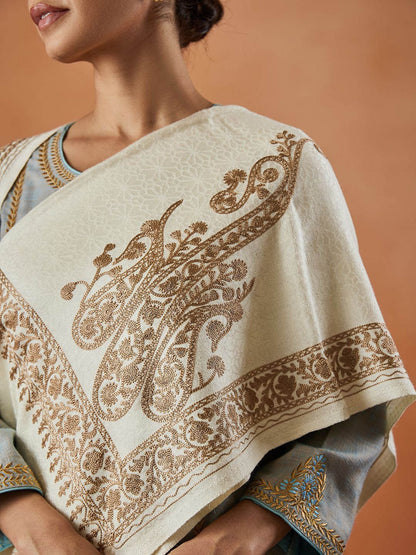 Dhiyona PA Nargis Aari Paisley Embroidered Shawl