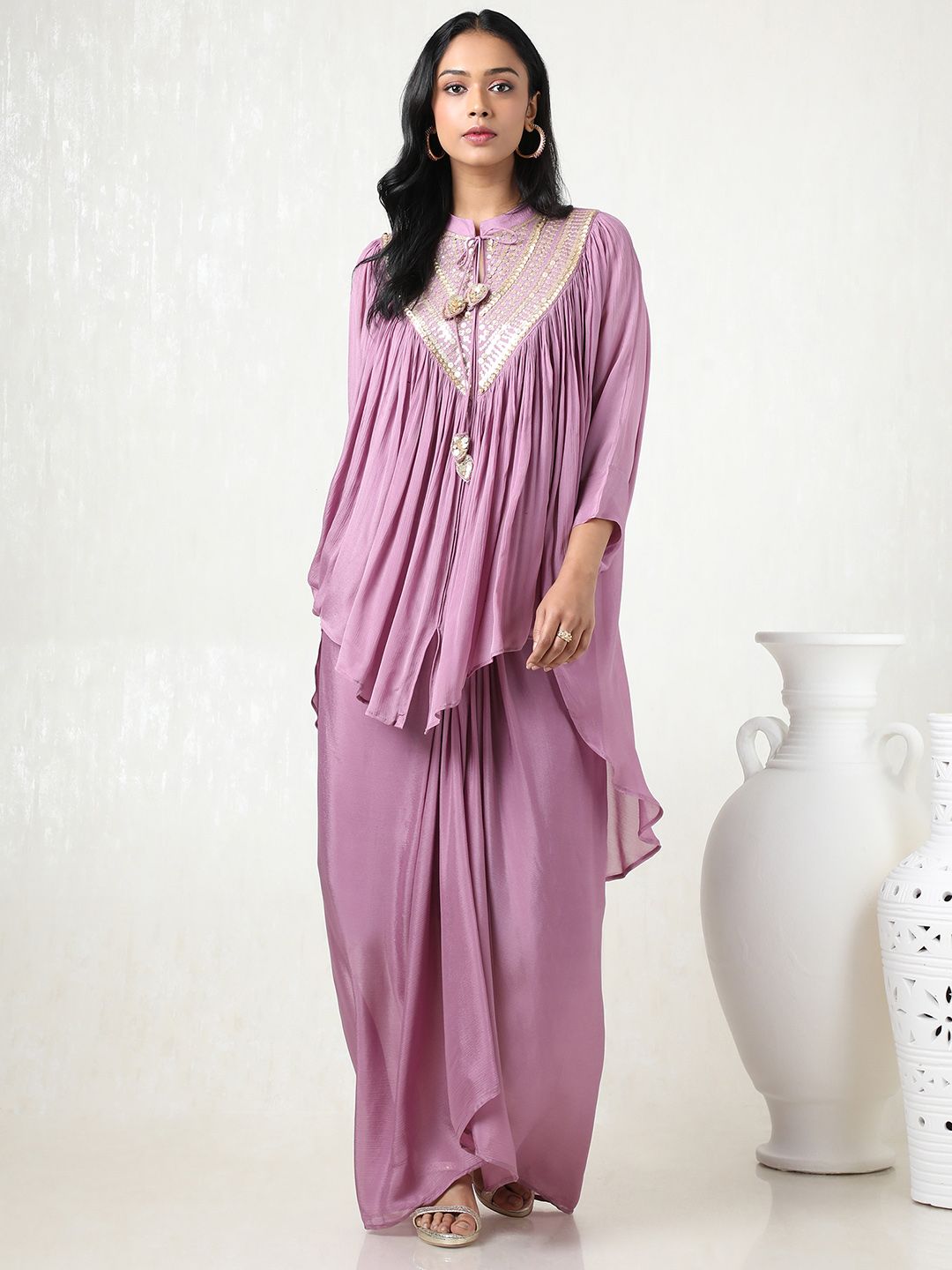 Dhiyona SO Women's Women Embroidered Regular Mirror Work Kurta with Skirt