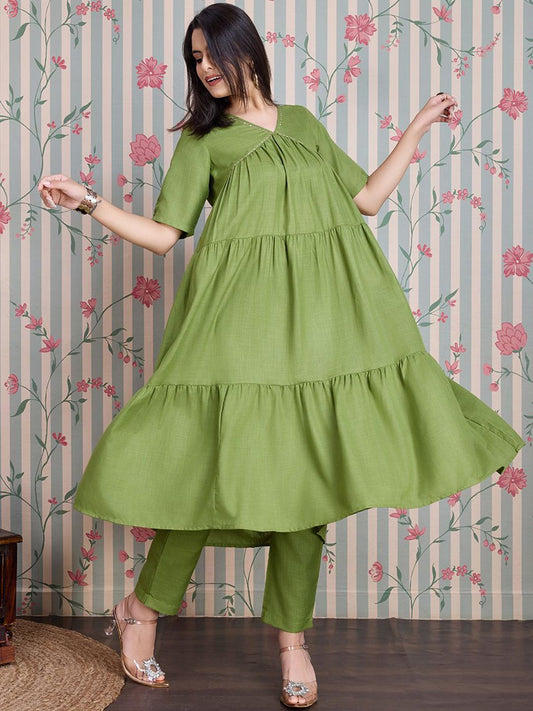 Dhiyona OD  Pure Cotton Anarkali Kurta with Trousers