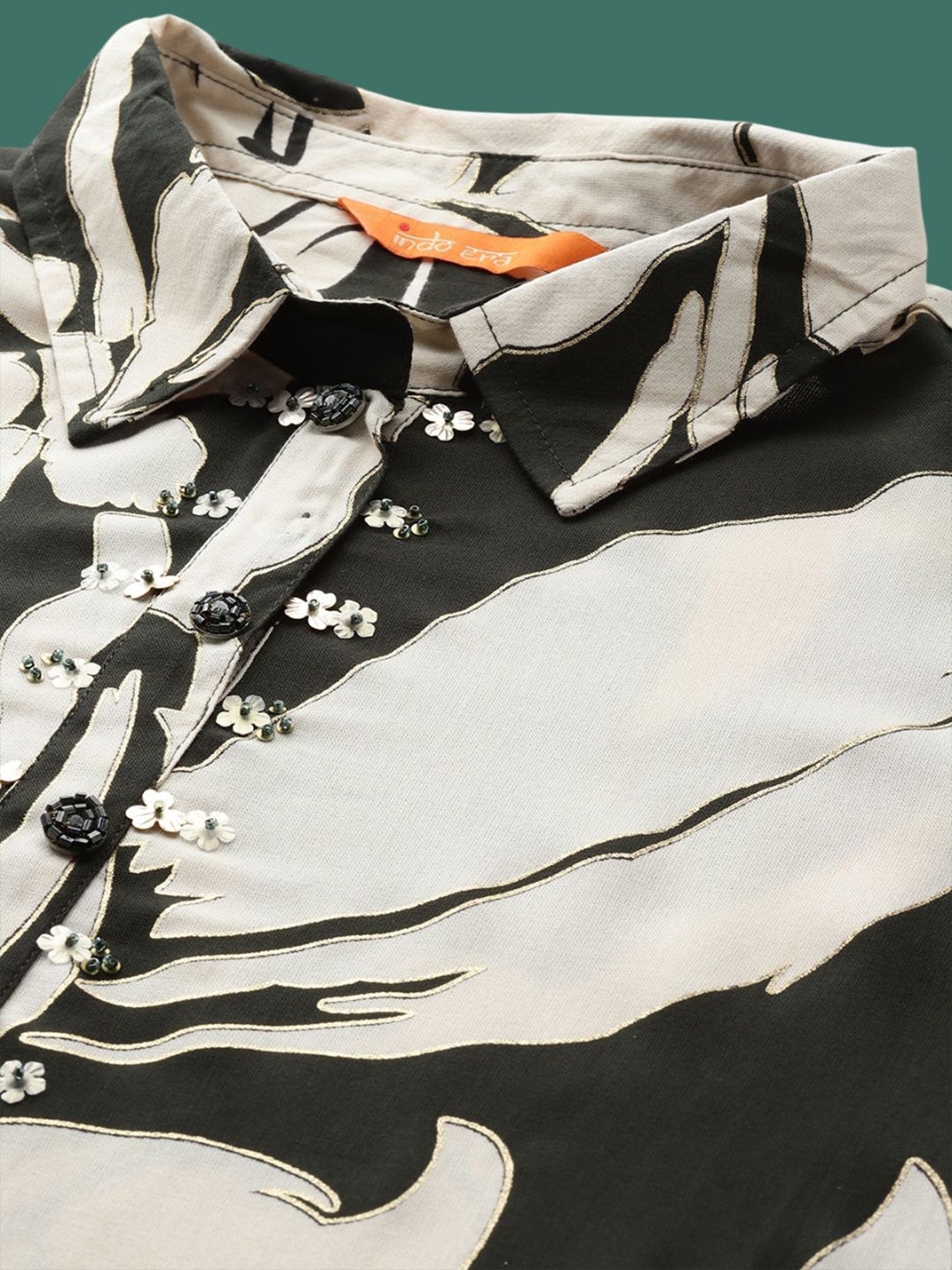 Dhiyona IE Floral Printed Three-Quarter Sleeves Tunic With Trouser