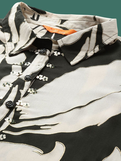 Dhiyona IE Floral Printed Three-Quarter Sleeves Tunic With Trouser