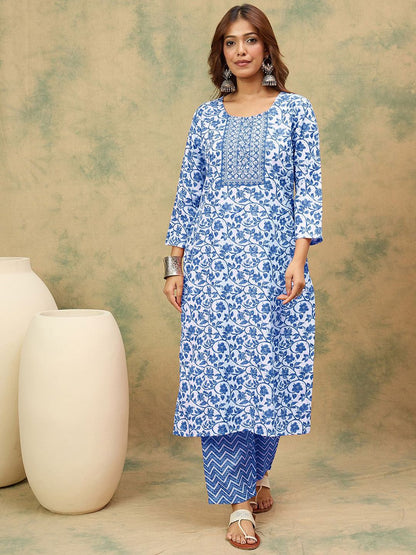 Dhiyona VA Women's Floral Printed Kurta with Palazzo & Dupatta