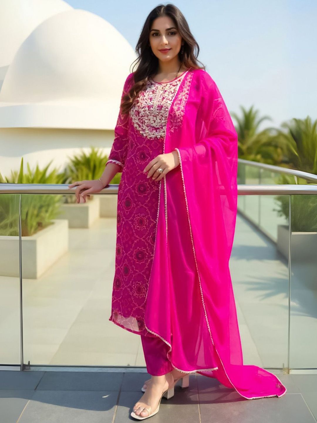 Women Ethnic Motifs Embroidered Kurta with Trouser & Dupatta