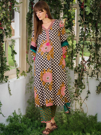 Women Printed Regular Thread Work Pure Cotton Kurta with Trousers & With Dupatta