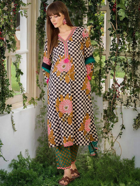Women Printed Regular Thread Work Pure Cotton Kurta with Trousers & With Dupatta