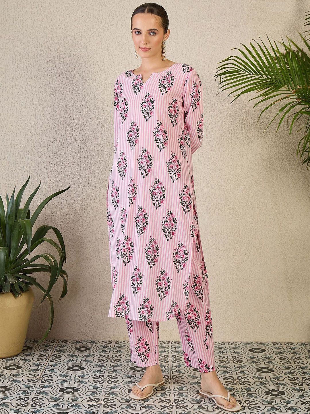 Dhiyona IE Women Pure Cotton Printed Top & Trousers Co-Ords