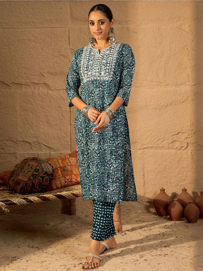 Dhiyona IE Embroidered Pure Cotton Tunic With Trouser
