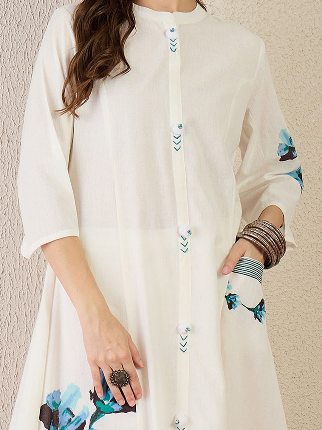 Dhiyona IE Printed Pure Cotton Straight Tunic With Trousers Co-Ords