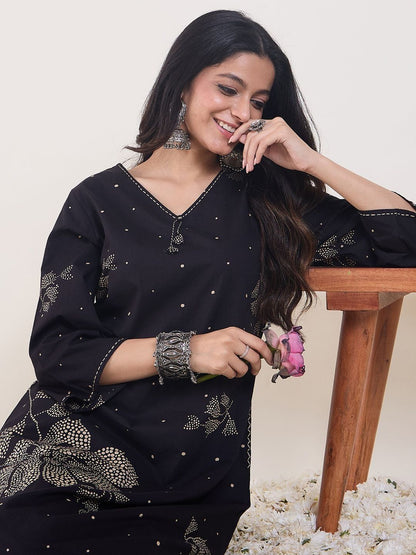 Floral Printed Pure Cotton Kurta With Trouser