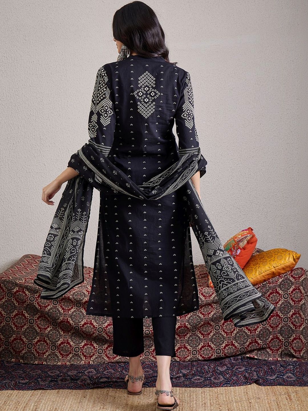 Women Printed Regular Pure Cotton Kurta with Trousers & With Dupatta