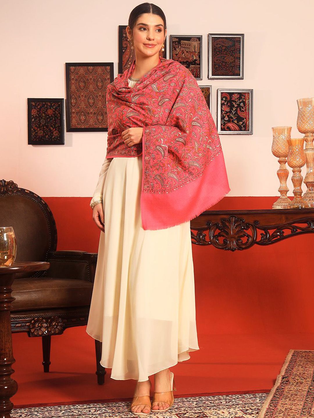 Dhiyona PA Paisley Embroidered Rangrez Pure Woolen Shawl