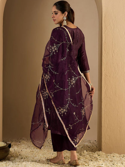 Women Ethnic Motifs Embroidered Regular Kurta with Trousers & With Dupatta