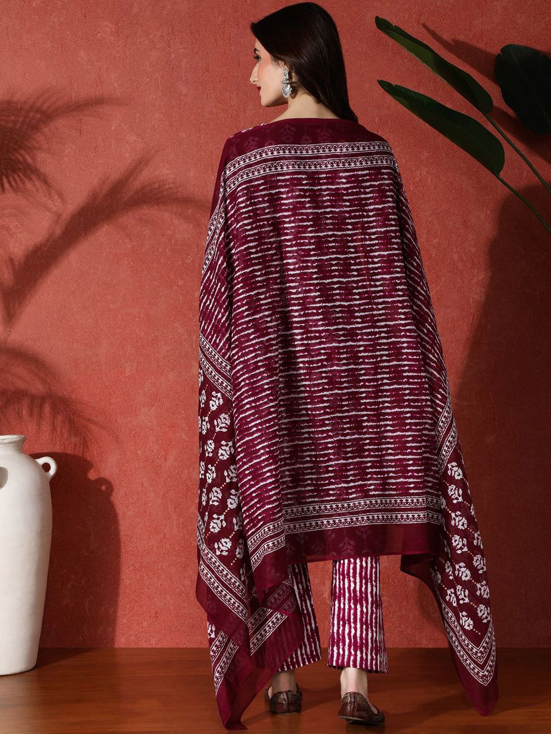 Dhiyona SN Women's Embroidered Pure Cotton Kurta & Trouser With Dupatta