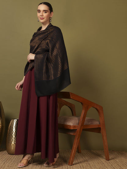 Dhiyona PA Striped Woven Design Reversible Zargul Shawl
