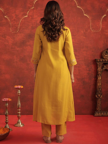 Women Floral Embroidered A-Line Kurta with Trousers & Dupatta