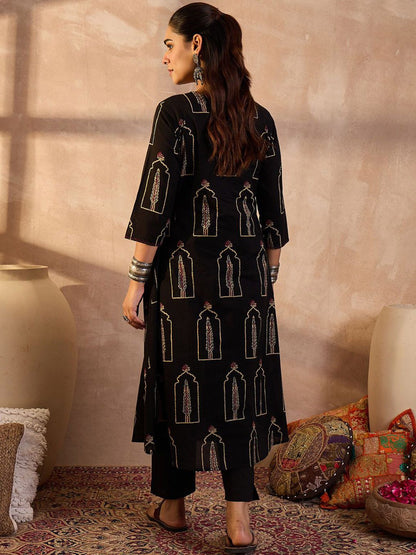 Dhiyona IE Printed Pure Cotton Tunic With Trousers Co-Ords