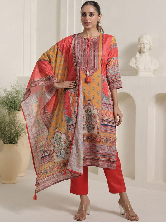 Women Ethnic Motifs Printed Regular Kurta With Trousers & Dupatta