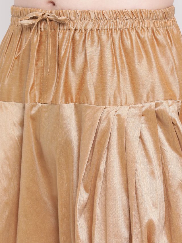 Men's Rose Gold Silk Blend Straight Dhoti