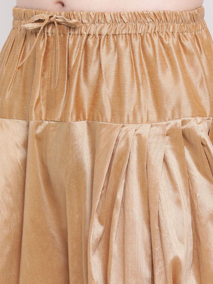 Men's Rose Gold Silk Blend Straight Dhoti