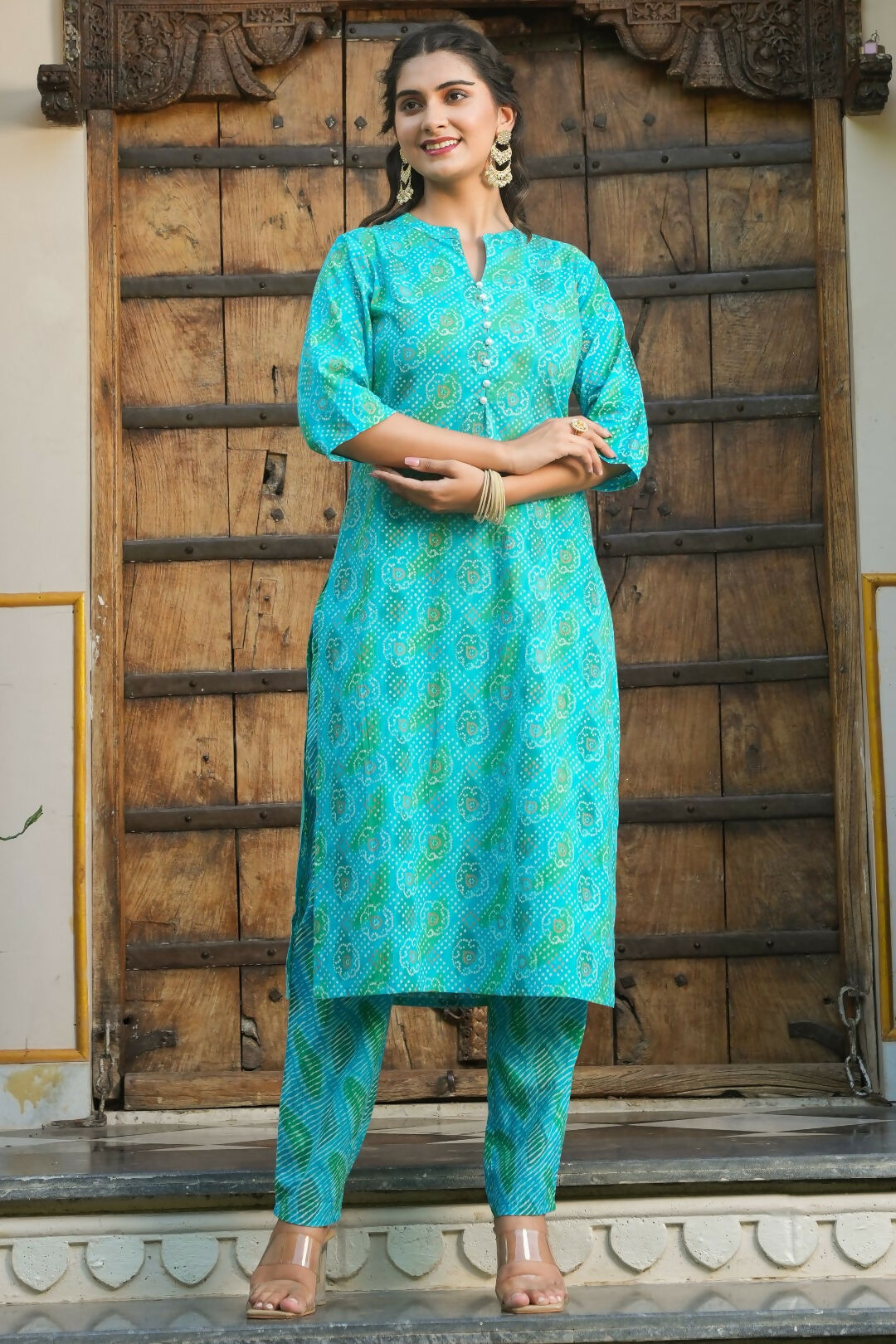 Women's Straight Soft Cotton Bandhani Print Women's Kurta - Blue