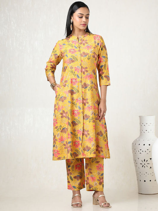 Dhiyona SO Women's Women Floral Printed Regular Kurta with Trousers