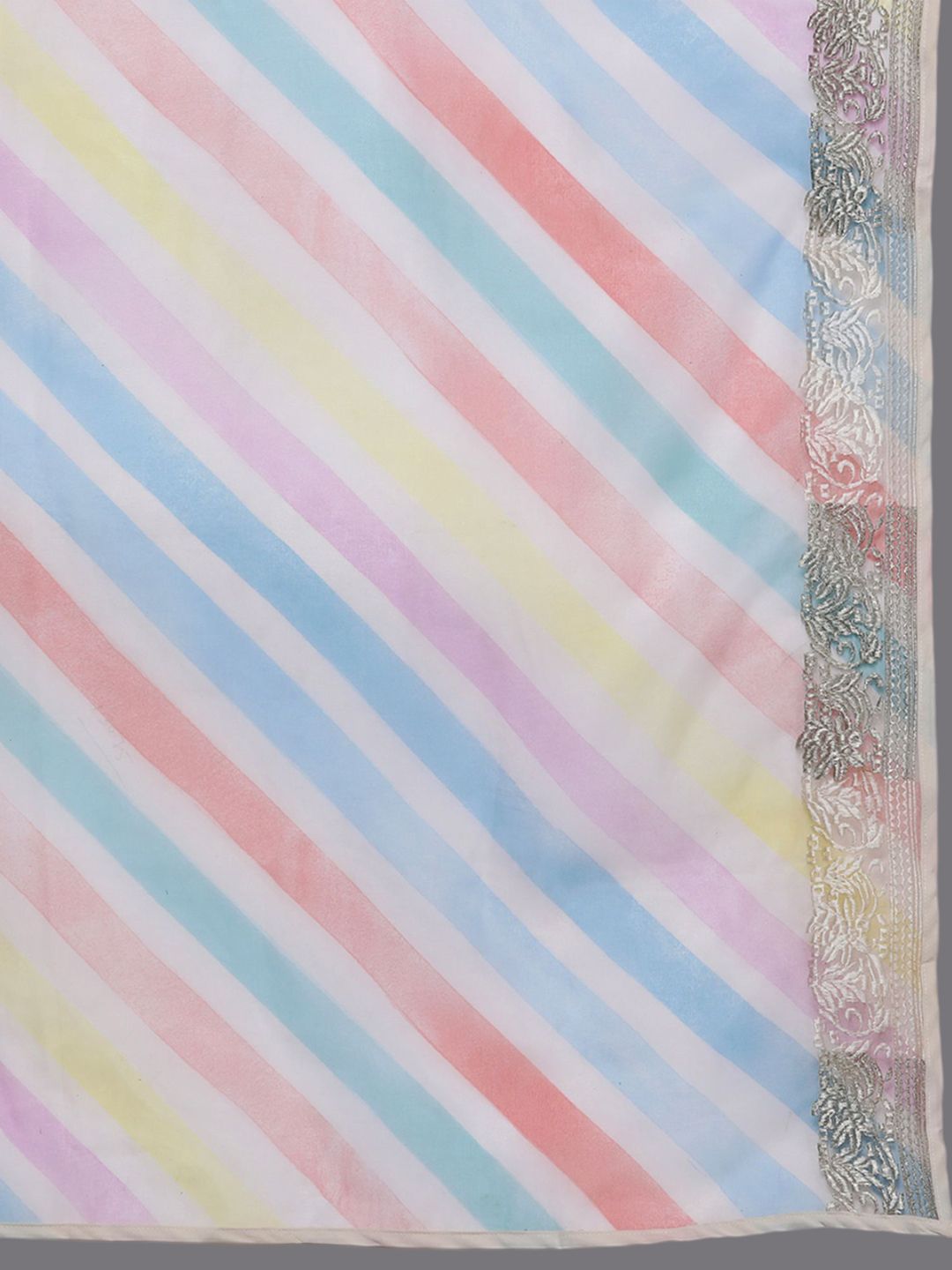 Cream-Coloured Embroidered Sequined Cotton Zari Kurta With Trousers & Dupatta